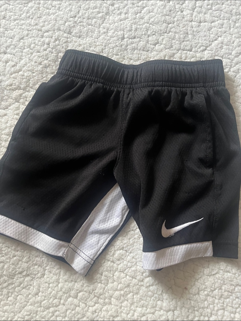 Nike Black Athletic Shorts with White Swoosh Trim, size S:5.